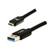 Logo USB cable (3.2 gen 1), USB A male - USB C M, 1m, 5 Gb/s, 5V/3A, black, box, nylon braided, aluminium connector cover
