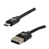 Logo USB cable (2.0), USB A male - microUSB M, 1m, 480 Mb/s, 5V/2A, black, box, nylon braided, aluminium connector cover