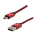 Logo USB cable (2.0), USB A male - microUSB M, 1m, 480 Mb/s, 5V/2A, red, box, nylon braided, aluminium connector cover