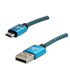 Logo USB cable (2.0), USB A male - microUSB M, 2m, 480 Mb/s, 5V/1A, blue, box, nylon braided, aluminium connector cover