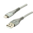 Logo USB cable (2.0), USB A male - Apple Lightning M, 1m, MFi certification, 5V / 2.4A, silver, box, nylon braided, aluminium conn