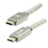 Logo USB cable (3.2 gen 2), USB C M - USB C M, 1m, Power Delivery 100W, 10 Gb/s, 20V/5A, silver, box, nylon braided, aluminium con