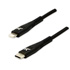 Logo USB cable (2.0), USB C M - Apple Lightning M, 2m, MFi certification, 5V/3A, black, box, nylon braided, aluminium connector co