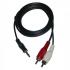 Audio cable Jack (3.5mm) M - 2x CINCH M, 1.5m, black, Logo