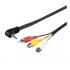 Audio/Video cable Jack (3.5mm) M - 3x CINCH M, 1.5m, 4-pole jack 90, black, Logo blister pack